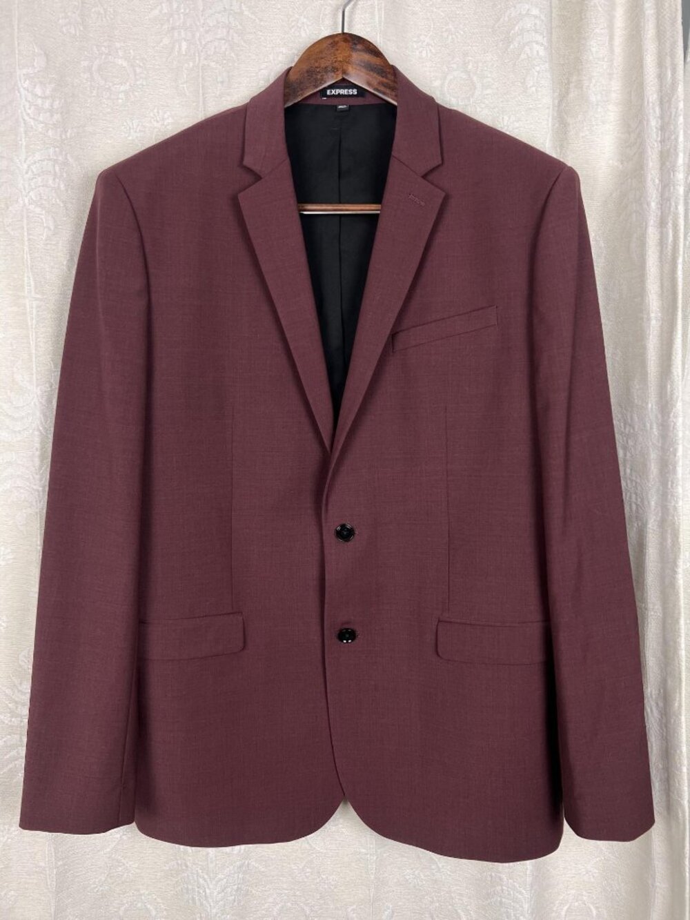 Express 44L Classic fit men's suit jacket stretch wool purple 2-button blazer